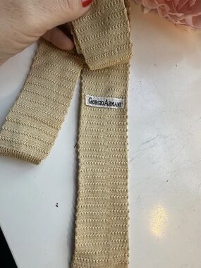 Valentino Square Tip Knit Tie Beige  Men  48”x 2.2”